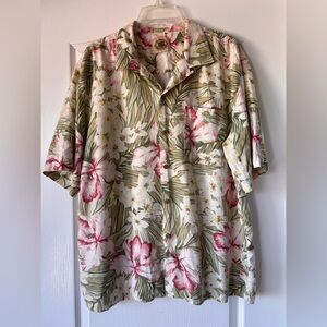Pussers Hawaiian Shirt floral button up men’s medium silk blend